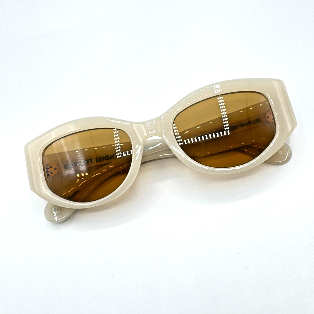 Garrett Leight Sunglasses RETRO BIGGIE Ecru Frame Marigold Lens 49-22-140 New